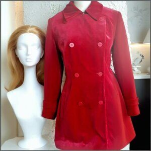 Vintage 90s Y2K BCBG Women's Jacket Size 8 Red Velvet Double Breasted Designer